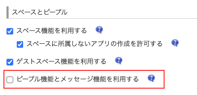 kintone ピープルとメッセージの利用不可