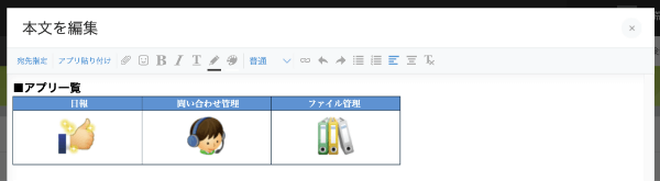 kintone お知らせ掲示板の編集 リンク一覧の作成